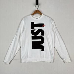 Nike Just Do It Spell Out Men’s White Sweatshirt Crewneck Big Front Back‎ Medium